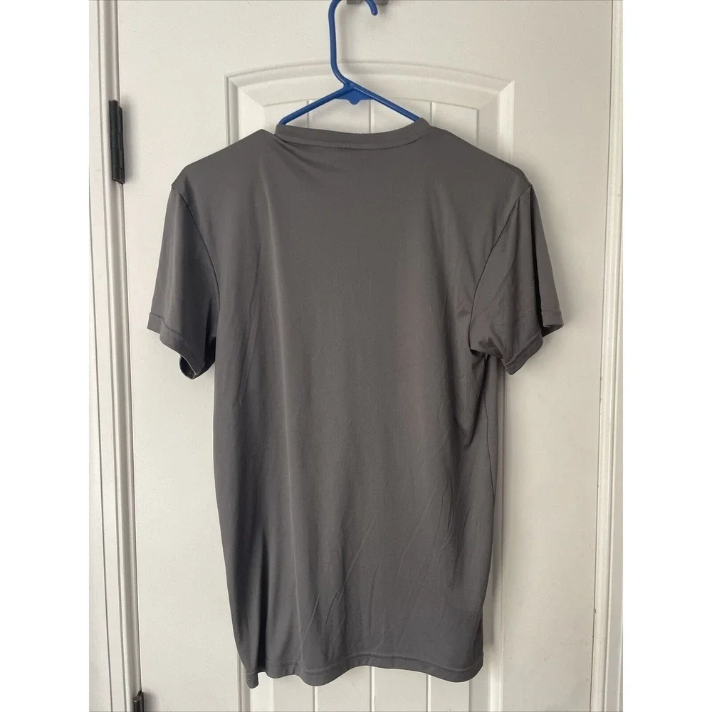 Under Armour T Shirt Mens Adult Small Loose Fit Light Gray Red Workout